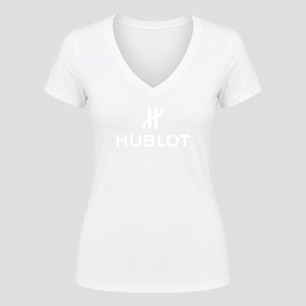 Women's Hublot White Design V Neck T-Shirt in white