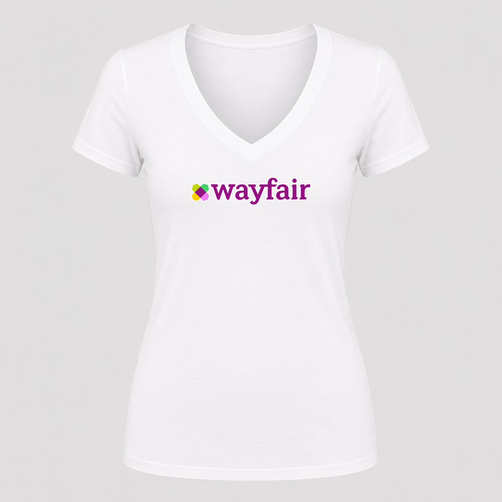 Women's Wayfair V Neck T-Shirt in white