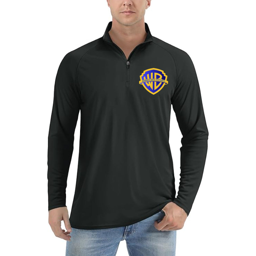 Warner Bros quarter-zip athletic shirt in Black