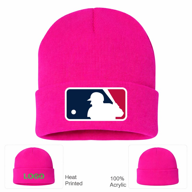 Major League Baseball Logo Hot Pink Beanie Hat