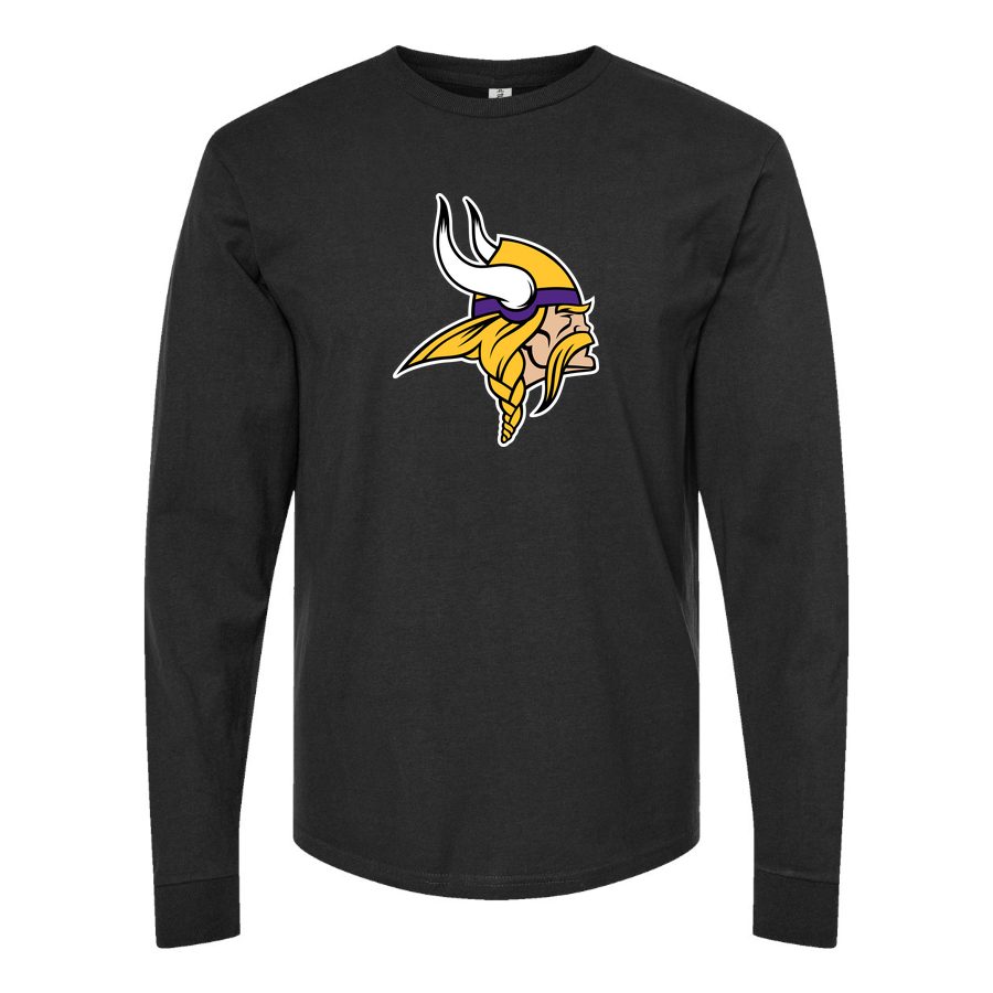 Men's Minnesota Vikings Long sleeves Cotton Blend T-Shirt - Black
