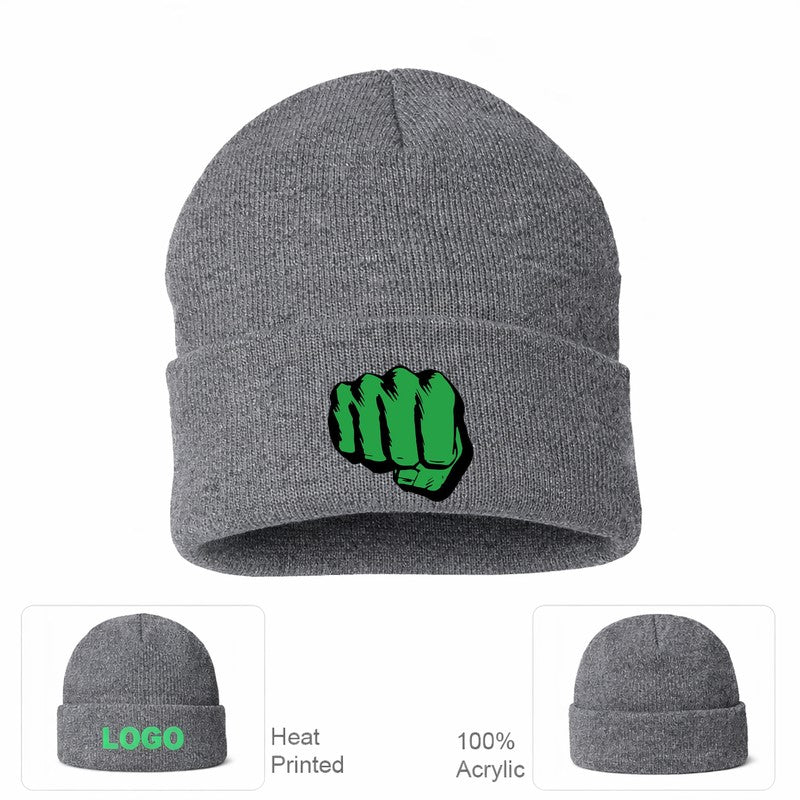 Hulk Punch Beanie Hat - Grey