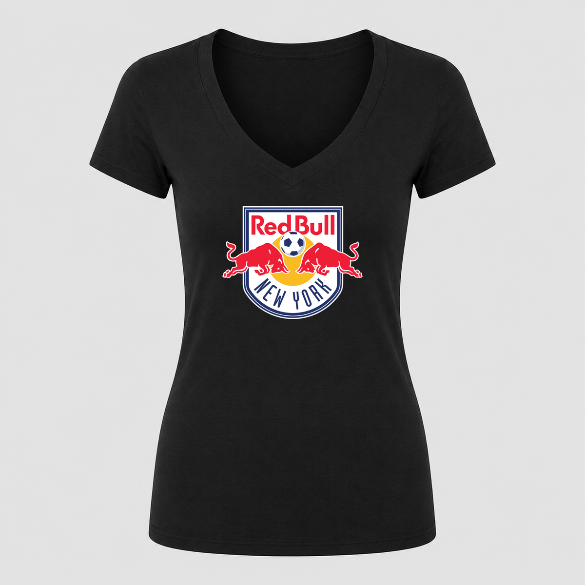Women's New York Red Bulls V Neck T-Shirt in black