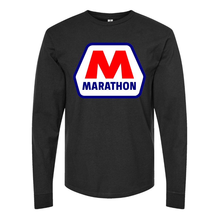 Men's Marathon-Logo Long sleeves Cotton Blend T-Shirt - Black