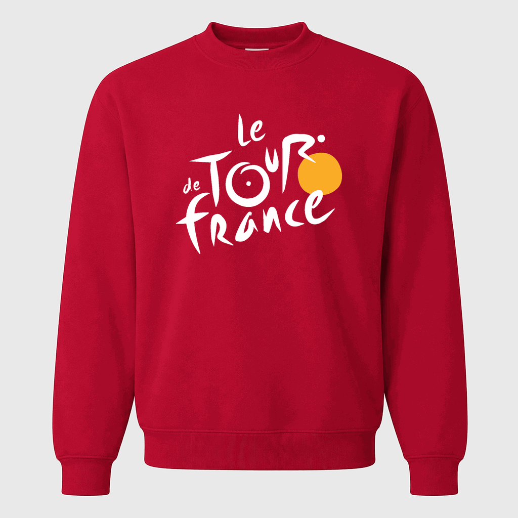 Men's Tour de France White Logo Crewneck Sweatshirt - Red