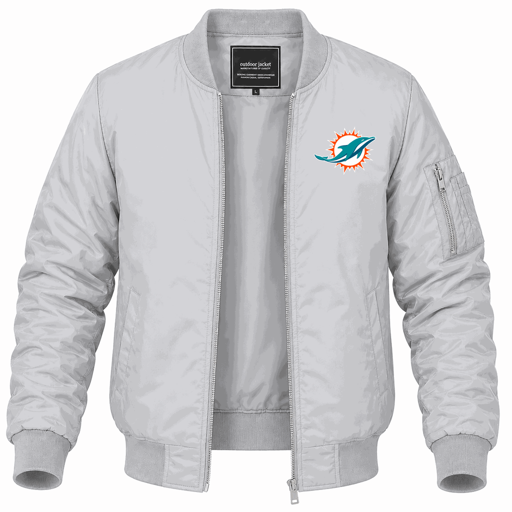 Men's Miami Dolphins Lightweight Bomber Jacket - Gray