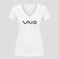 Women's Sony VAIO Black Design V Neck T-Shirt in white
