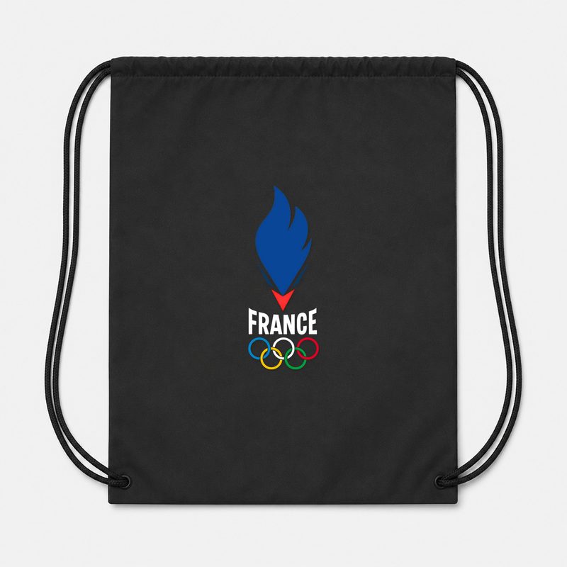 France 2024 White Drawstring Bag - Black