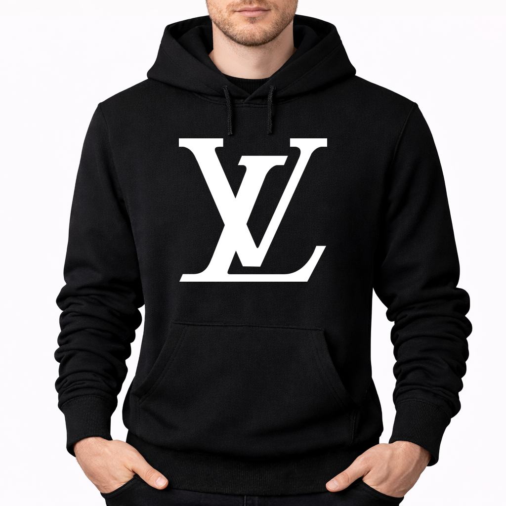 Men's Louis Vuitton White Pullover Hoodie - Black