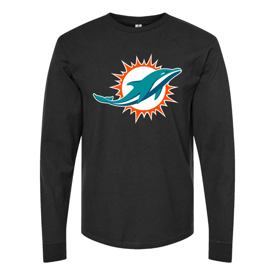 Men's Miami Dolphins Long sleeves Cotton Blend T-Shirt - Black