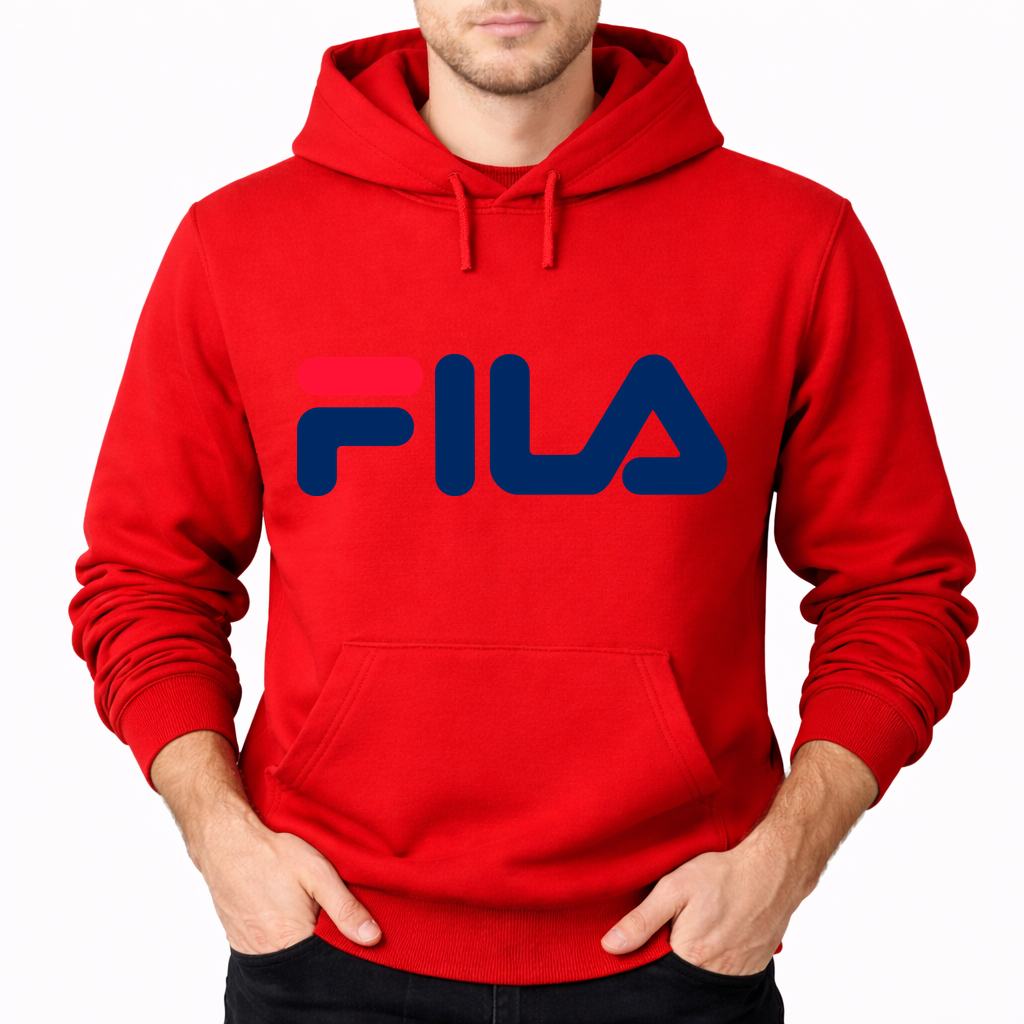 Men's Fila Pullover Hoodie - Red