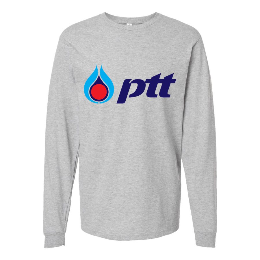 Men's PTT-Logo Long sleeves Cotton Blend T-Shirt - Gray