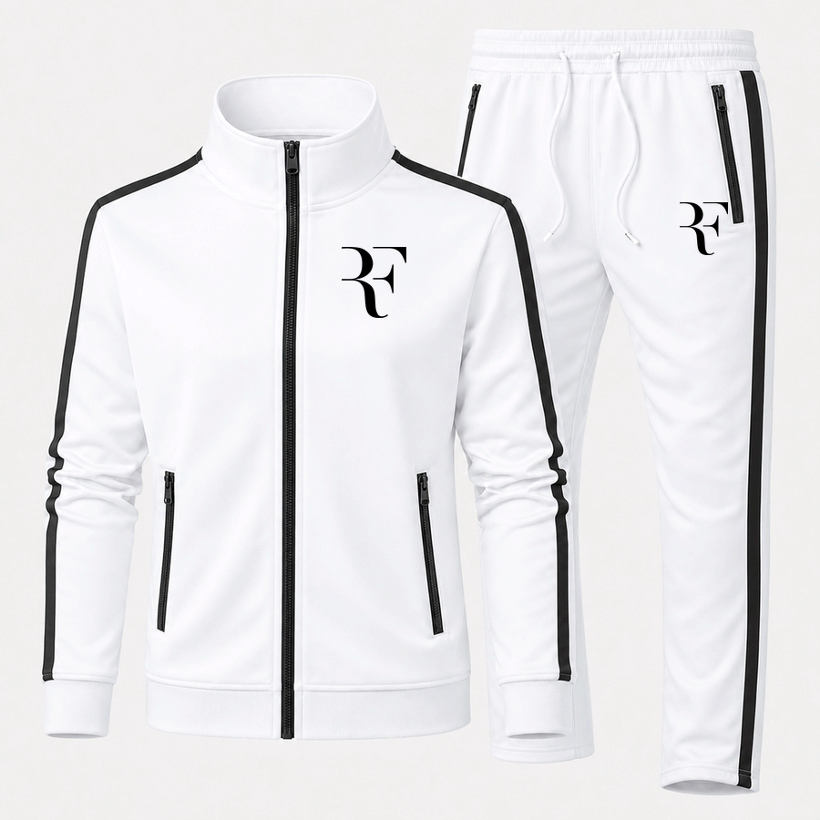 Roger Federer black tracksuit in White