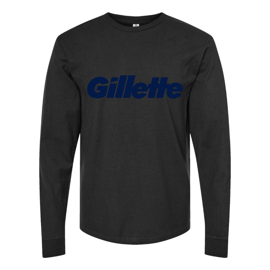 Men's Gillette-logo-1536x922 Long sleeves Cotton Blend T-Shirt - Black