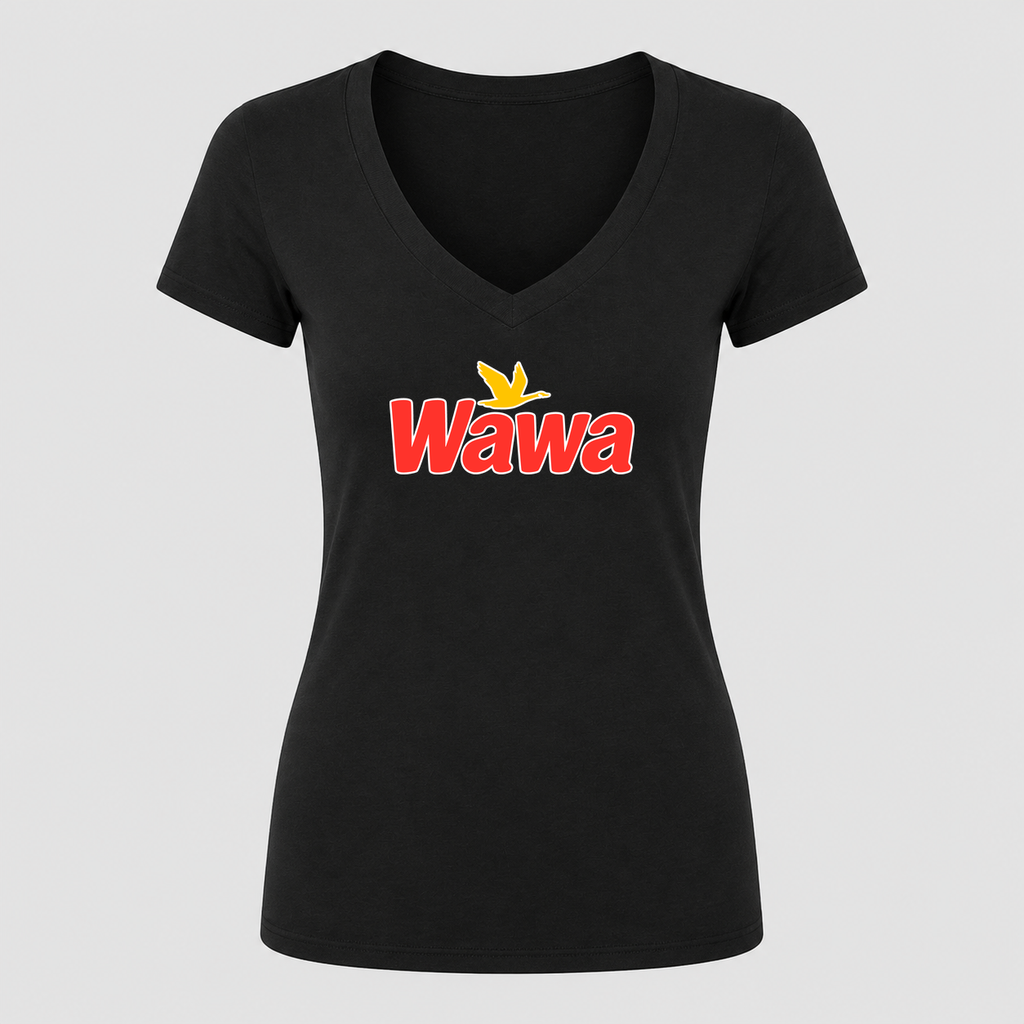 Women's Wawa Gas Station V Neck T-Shirt in black