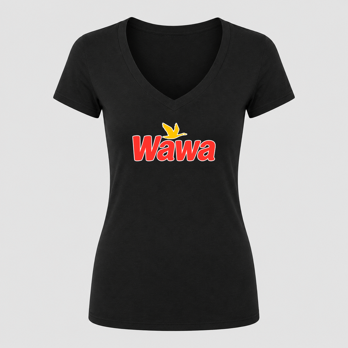 Women's Wawa Gas Station V Neck T-Shirt in black