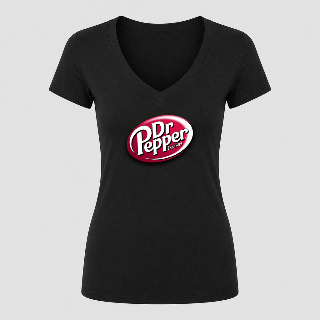 Women's Dr Pepper V Neck T-Shirt in black