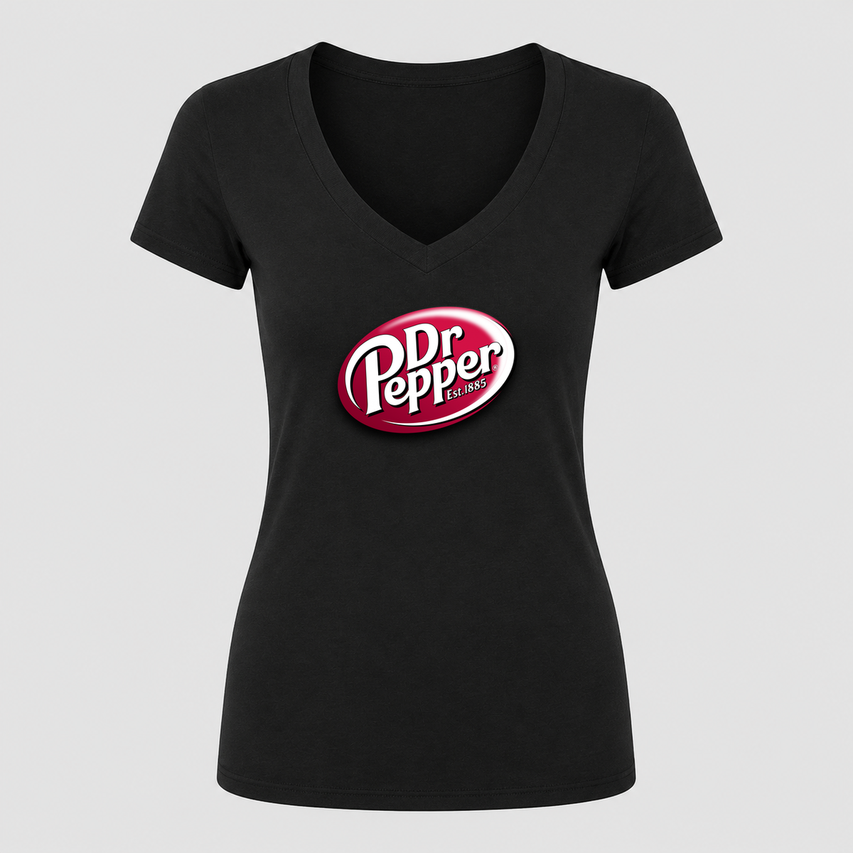 Women's Dr Pepper V Neck T-Shirt in black