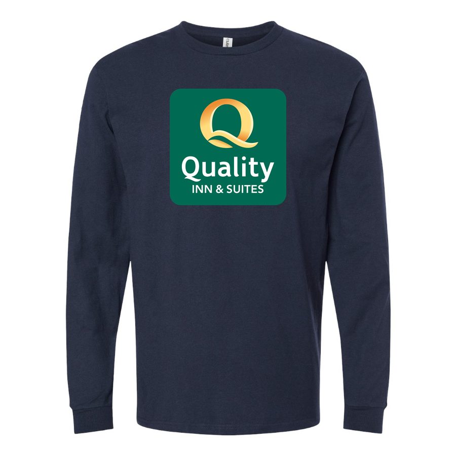 Men's Quality Inn & Suites Long sleeves Cotton Blend T-Shirt - Navy