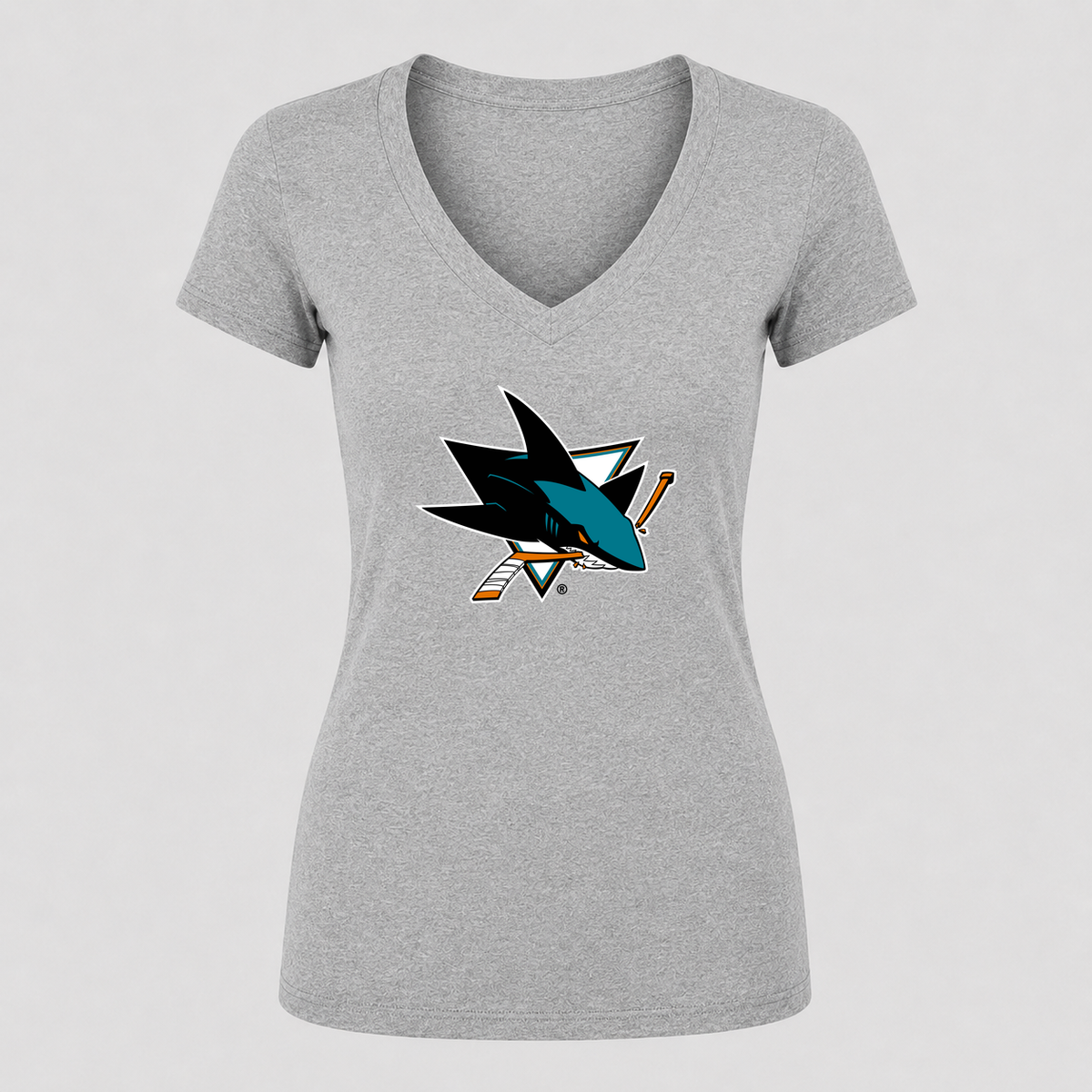 Women's San Jose Sharks V Neck T-Shirt in gray