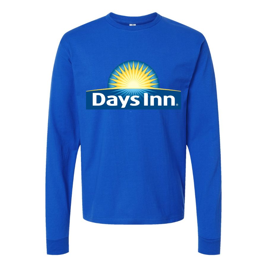 Men's Days Inn Long sleeves Cotton Blend T-Shirt - Blue