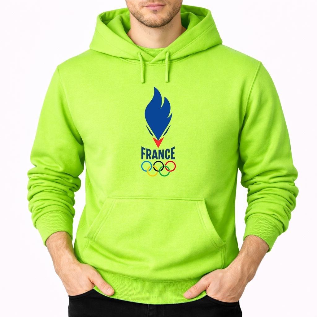 Men's France 2024 Pullover Hoodie - Lime green