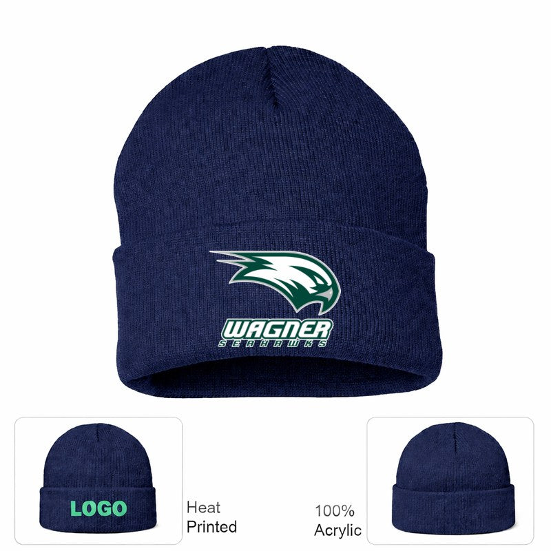 Wagner Seahawks Navy Beanie Hat