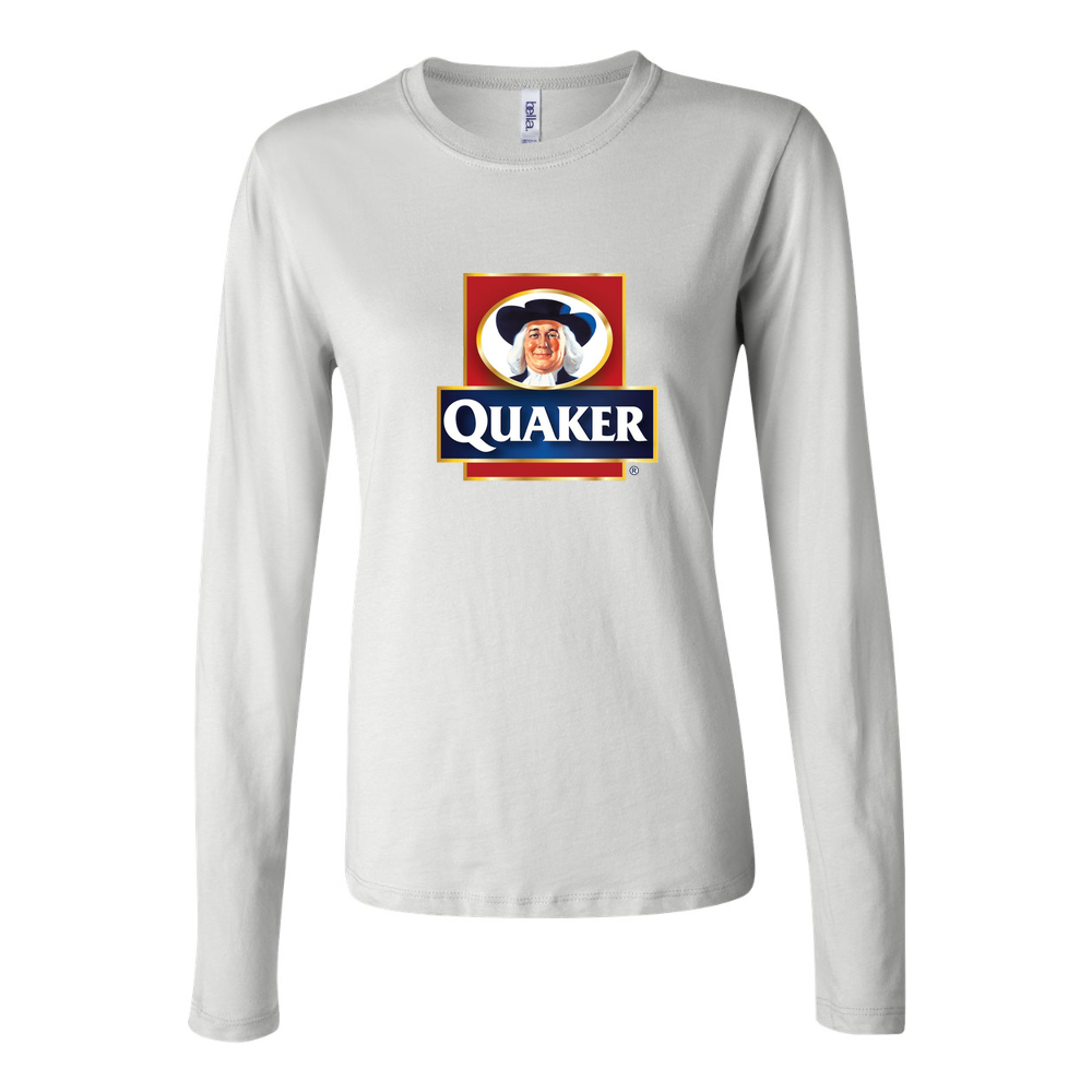 Women's Quaker Logo food Long Sleeve T-Shirt - White