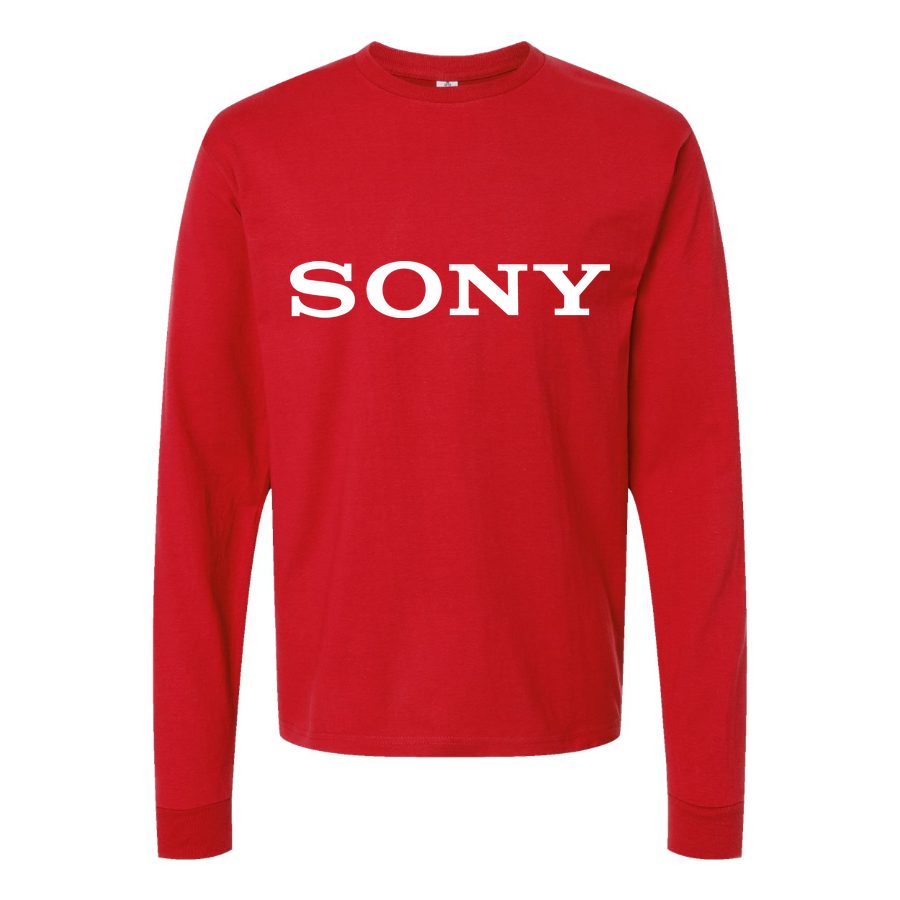 Men's Sony White Logo Long sleeves Cotton Blend T-Shirt - Red