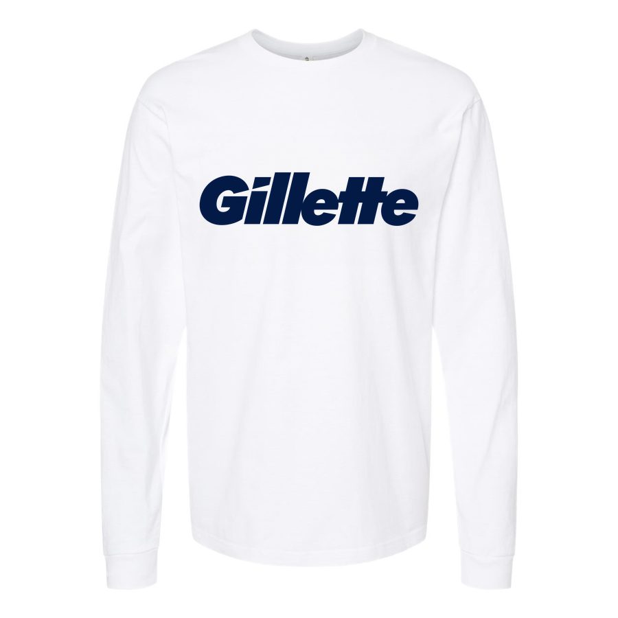 Men's Gillette-logo-1536x922 Long sleeves Cotton Blend T-Shirt - White