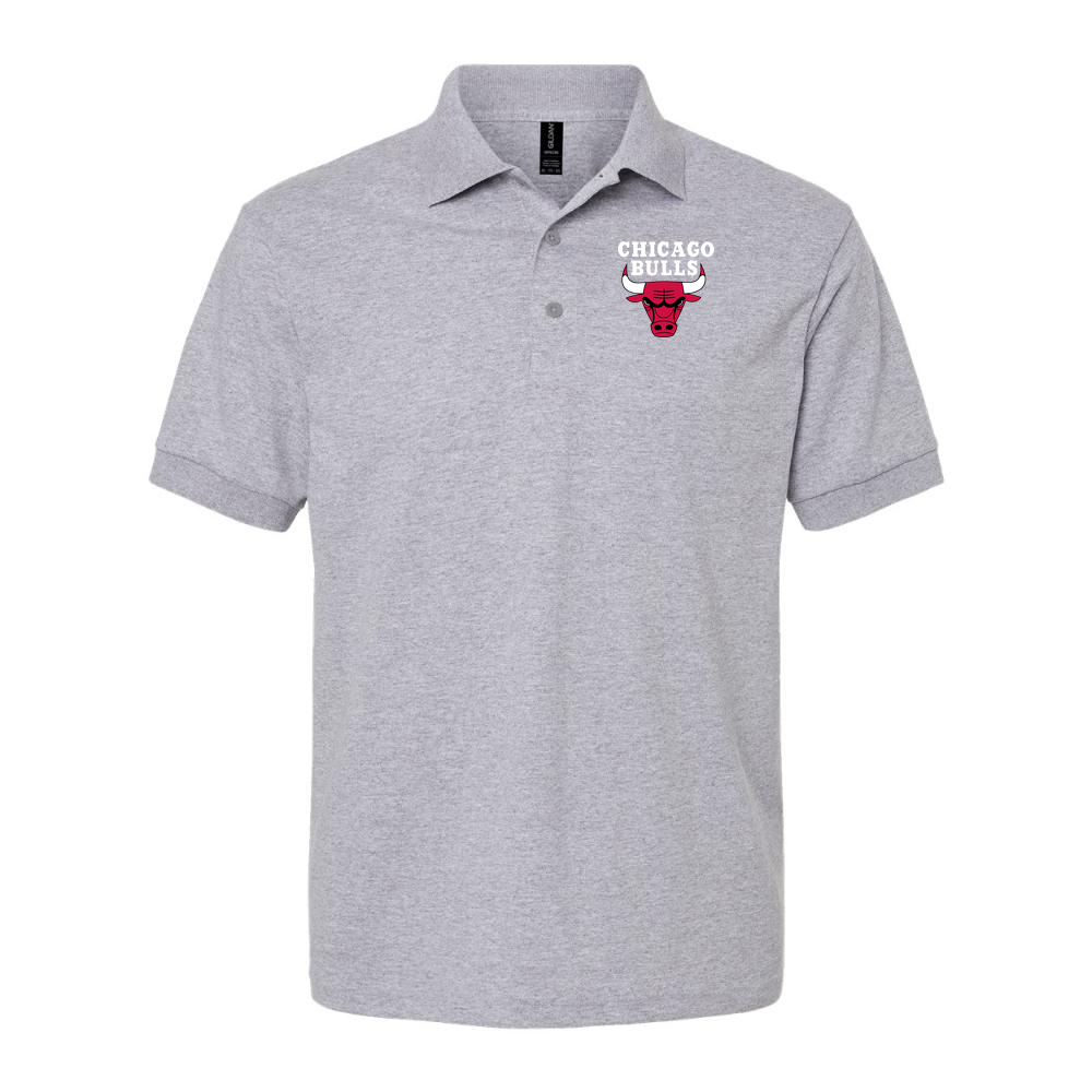 Men's Chicago Bulls White Logo Dry Blend Polo - Gray