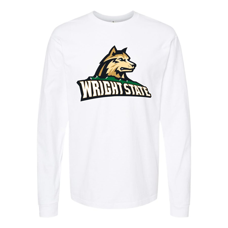 Men's Wright State Raiders Logo Long sleeves Cotton Blend T-Shirt - White