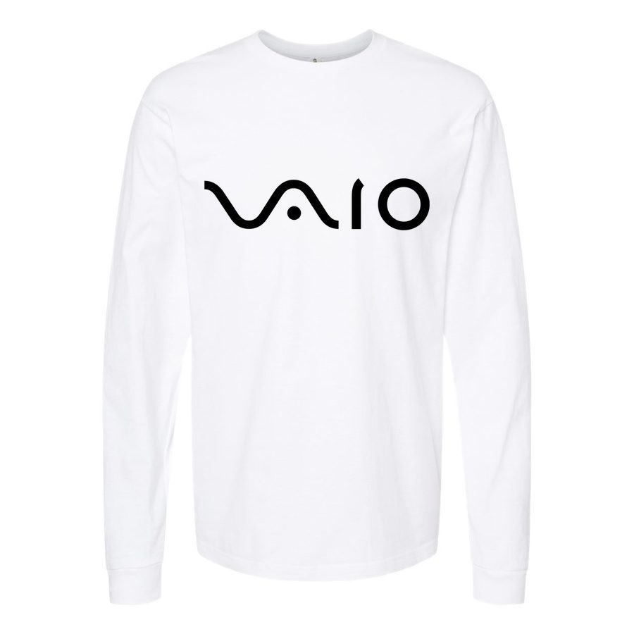 Men's sony-vaio-curvy-logo-Black Long sleeves Cotton Blend T-Shirt - White