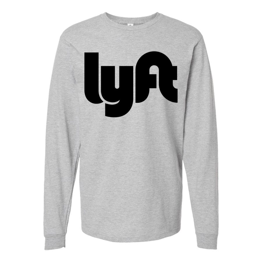 Men's Lyft black Long sleeves Cotton Blend T-Shirt - Gray