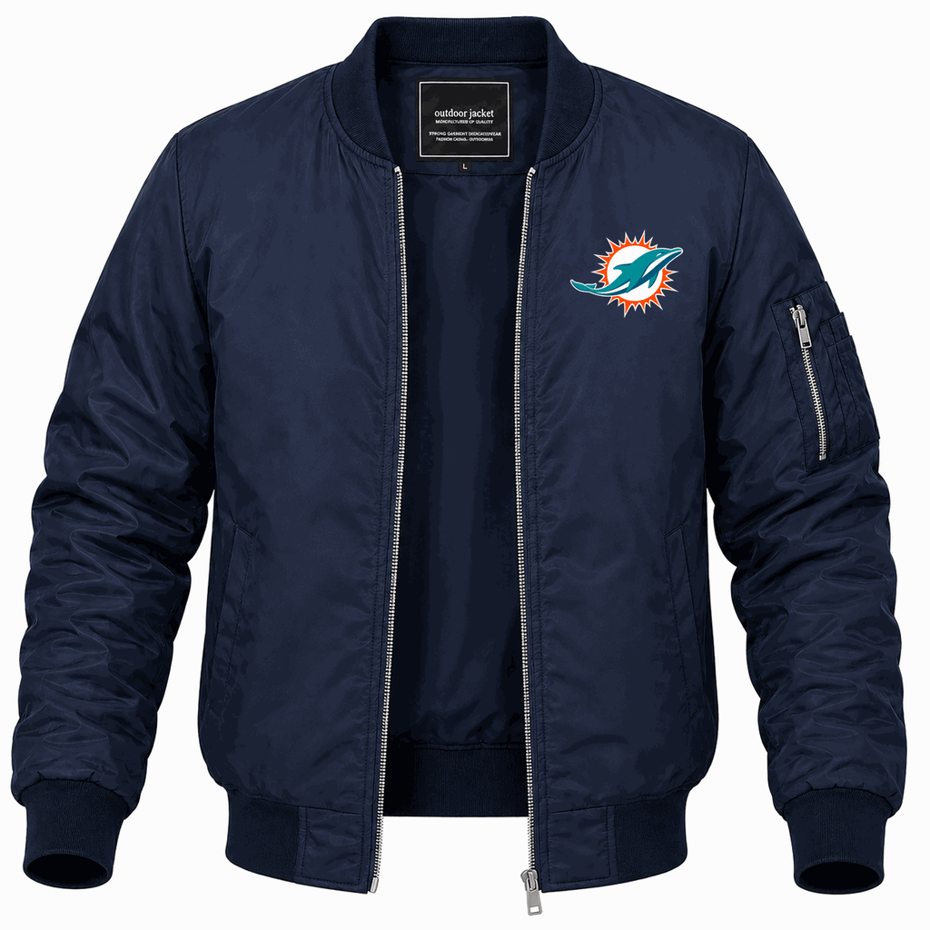 Men's Miami Dolphins Lightweight Bomber Jacket - Navy