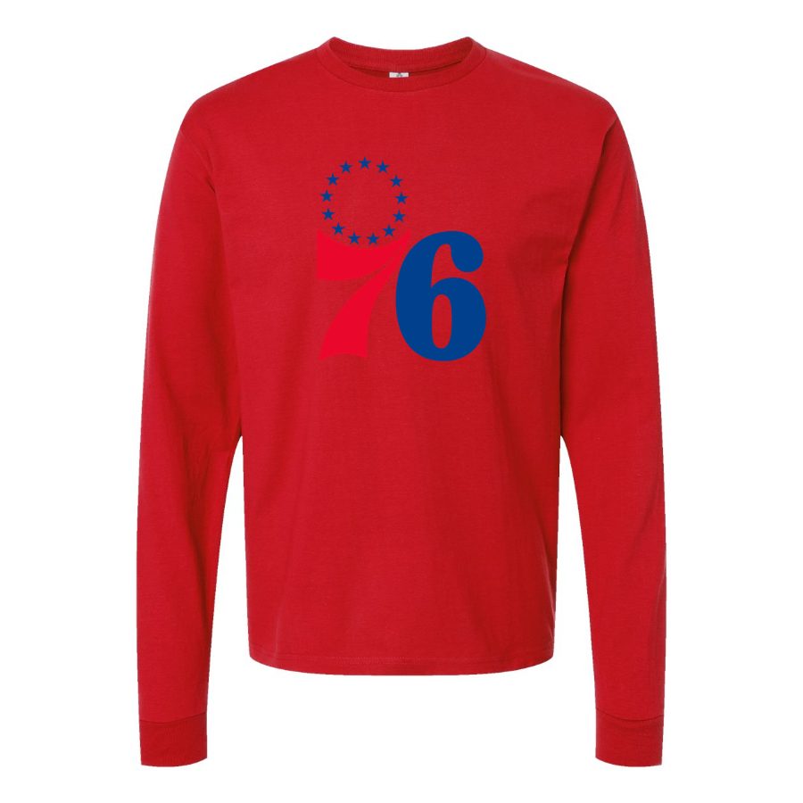 Men's Philadelphia 76ers Long sleeves Cotton Blend T-Shirt - Red