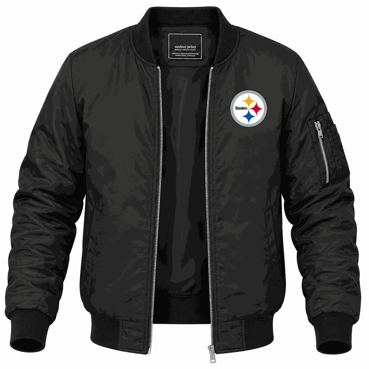 Men's Pittsburgh Steelers Lightweight Bomber Jacket - Black