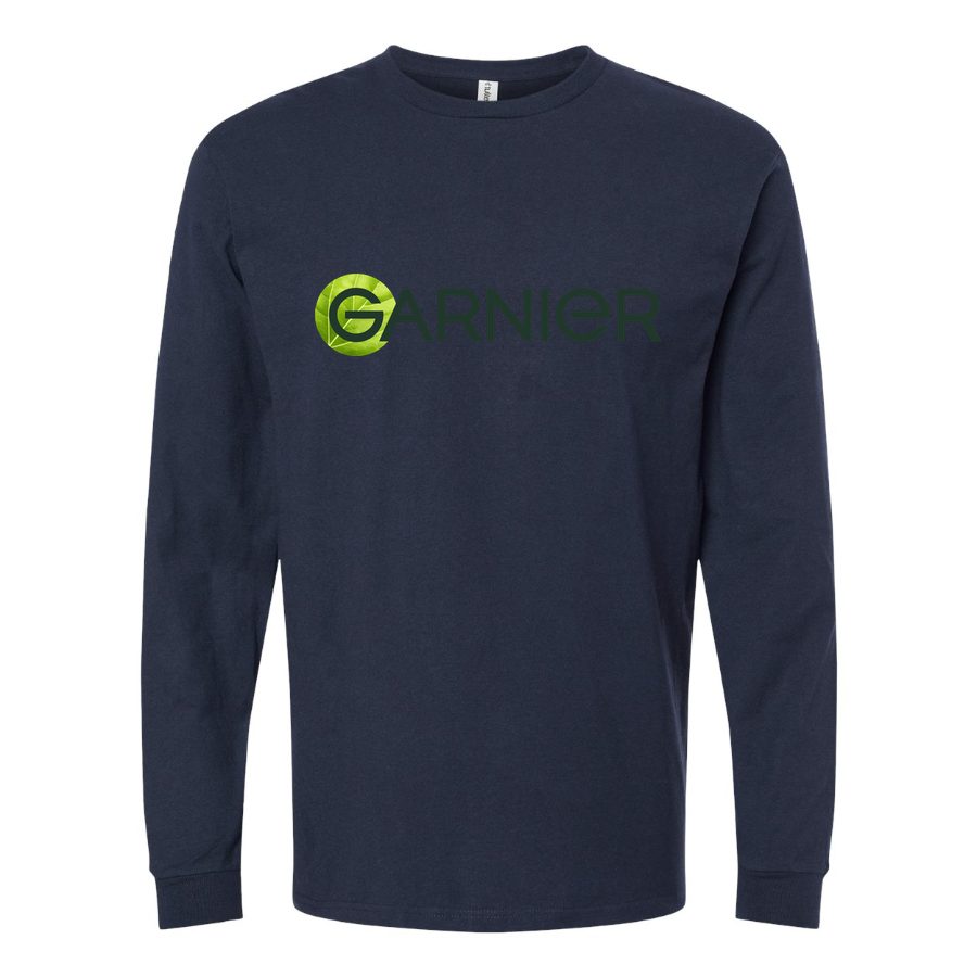 Men's Garnier-logo-1536x864 Long sleeves Cotton Blend T-Shirt - Navy