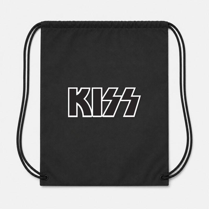 Kiss Drawstring Bag - Black