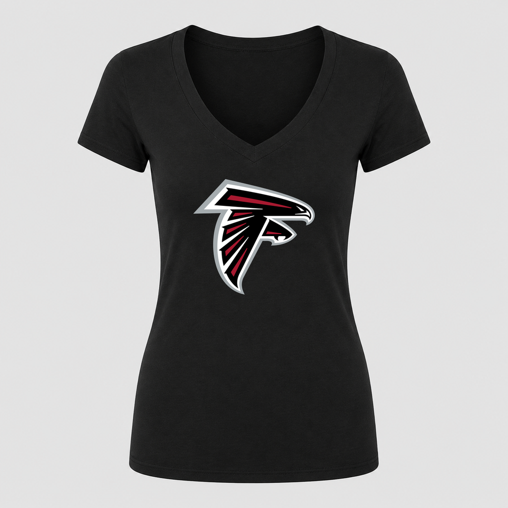 Women's Atlanta Falcons V Neck T-Shirt in black