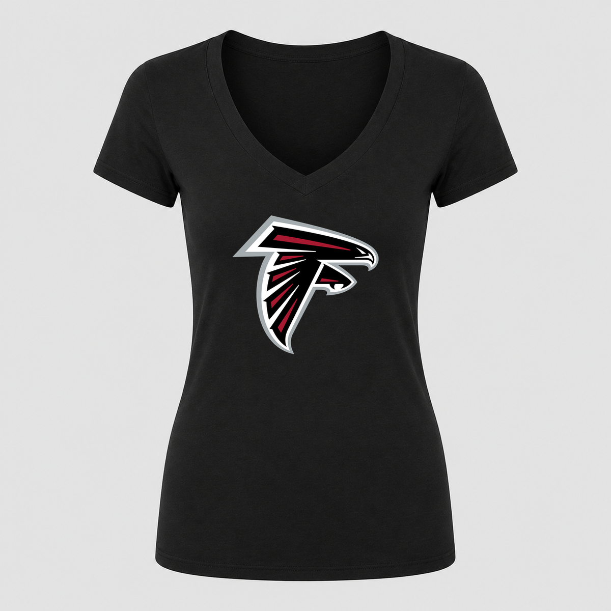 Women's Atlanta Falcons V Neck T-Shirt in black