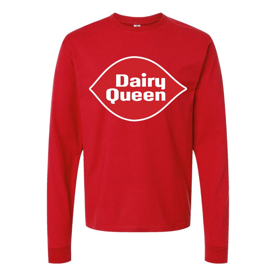 Men's dairy-queen-logo-png-transparent Long sleeves Cotton Blend T-Shirt - Red