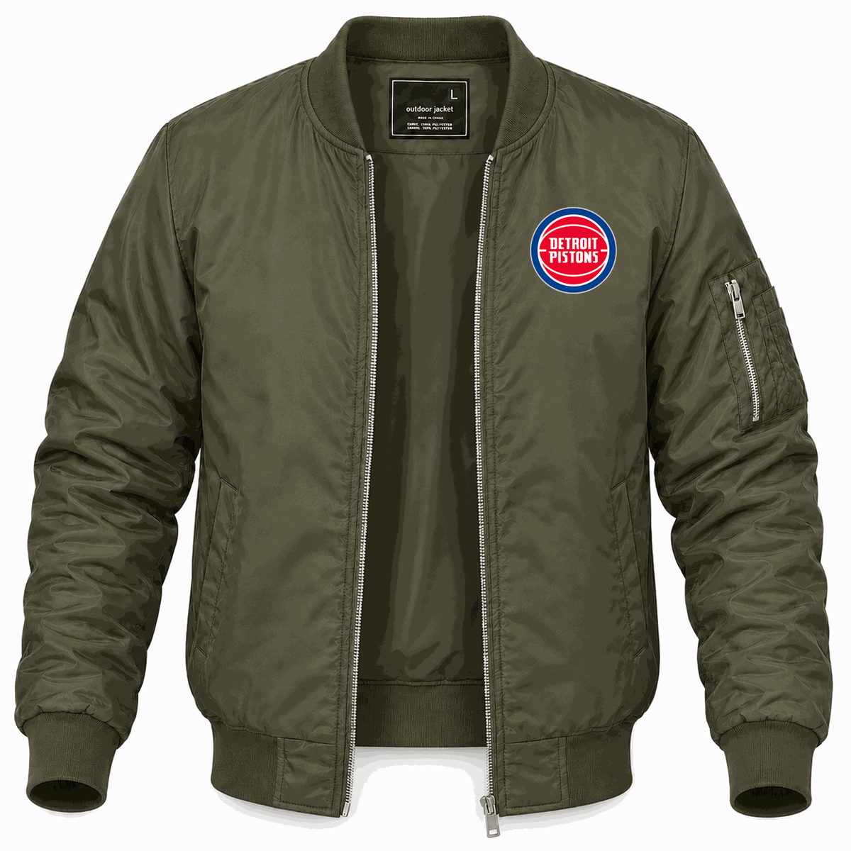 Men's Detroit Pistons Lightweight Bomber Jacket - Army Green