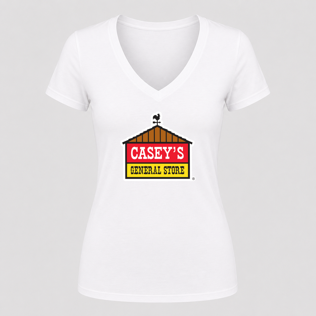 Women's Casey's General Stores V Neck T-Shirt in white