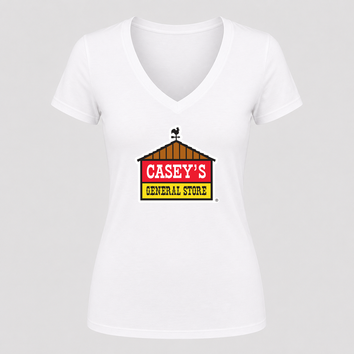 Women's Casey's General Stores V Neck T-Shirt in white