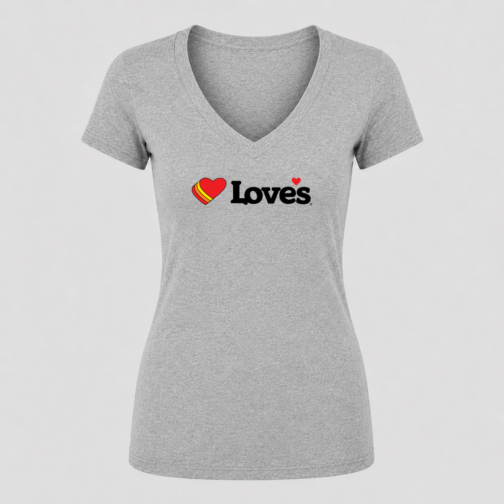 Women's Love's Travel Stops V Neck T-Shirt in gray