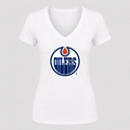 Women's Edmonton Oilers V Neck T-Shirt in white