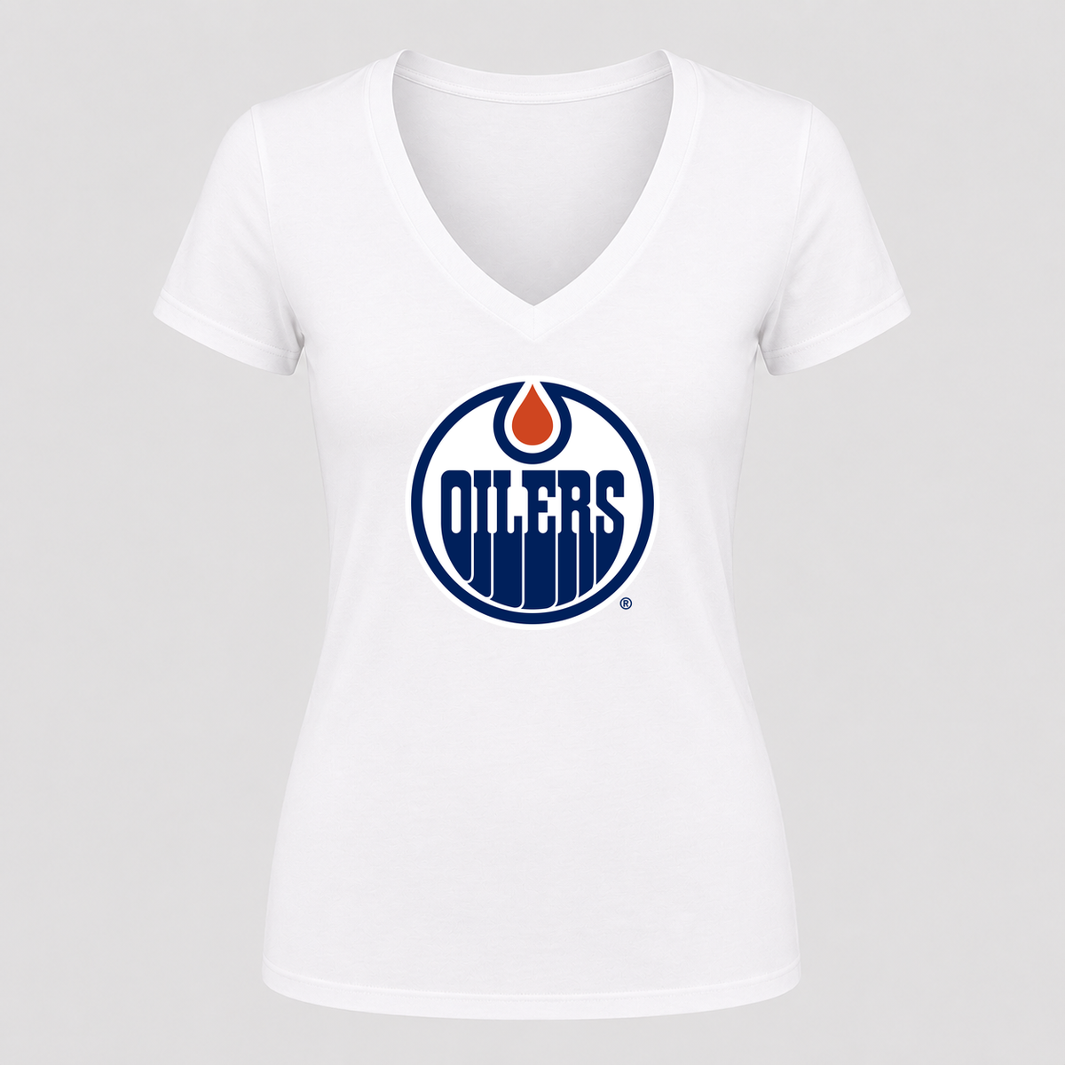 Women's Edmonton Oilers V Neck T-Shirt in white
