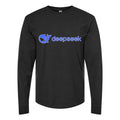 Men's DeepSeek-Logo Long sleeves Cotton Blend T-Shirt - Black