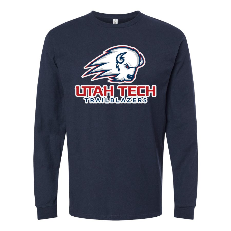 Men's Utah Tech Trailblazers Logo Long sleeves Cotton Blend T-Shirt - Navy